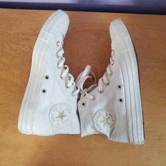 High Top Cream All Star Chuck Taylors - Picture 3 of 7